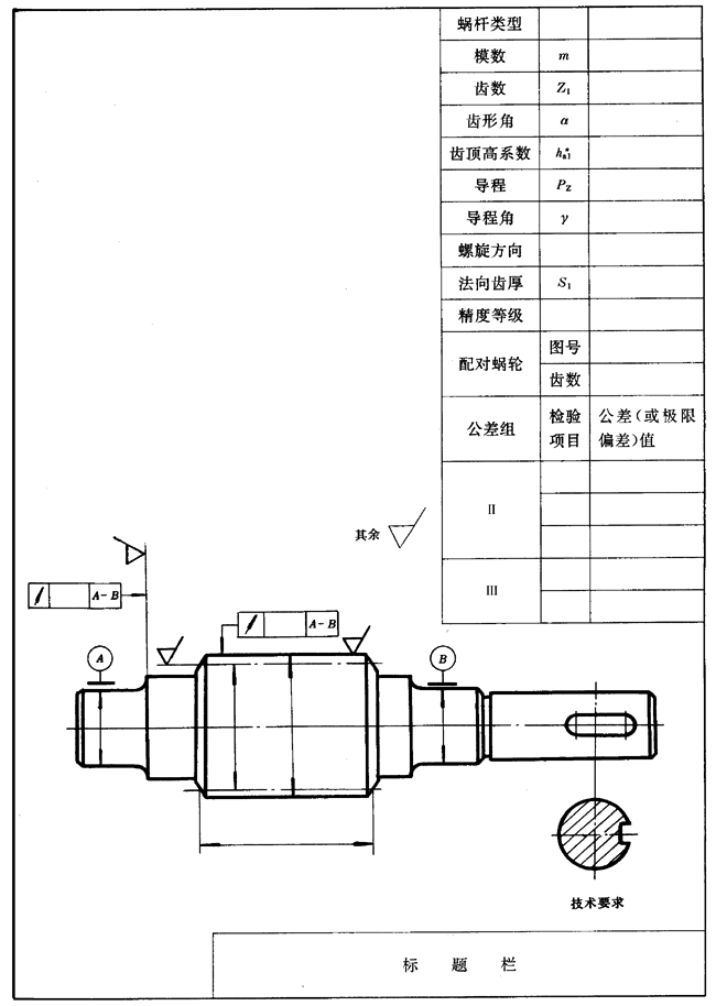 圓柱蝸杆、蝸輪圖樣上應注明的尺寸數據圖例