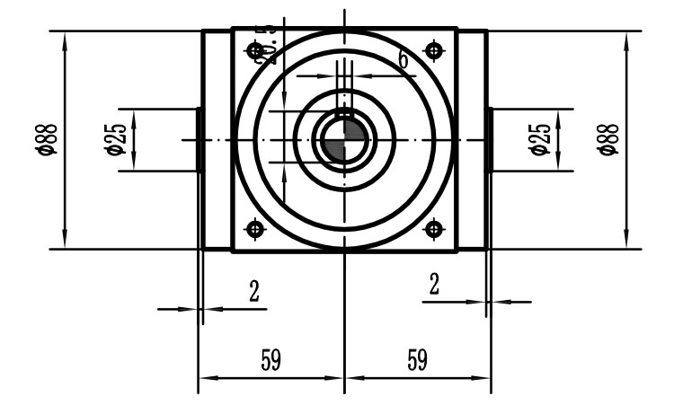 HDA09系列換向器：HDA09-2：1-E外形安裝尺寸圖1