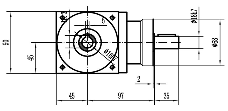 HDA09系列換向器：HDA09-2：1-E外形安裝尺寸圖2