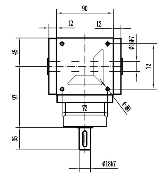 HDA09系列換向器：HDA09-2：1-E外形安裝尺寸圖3